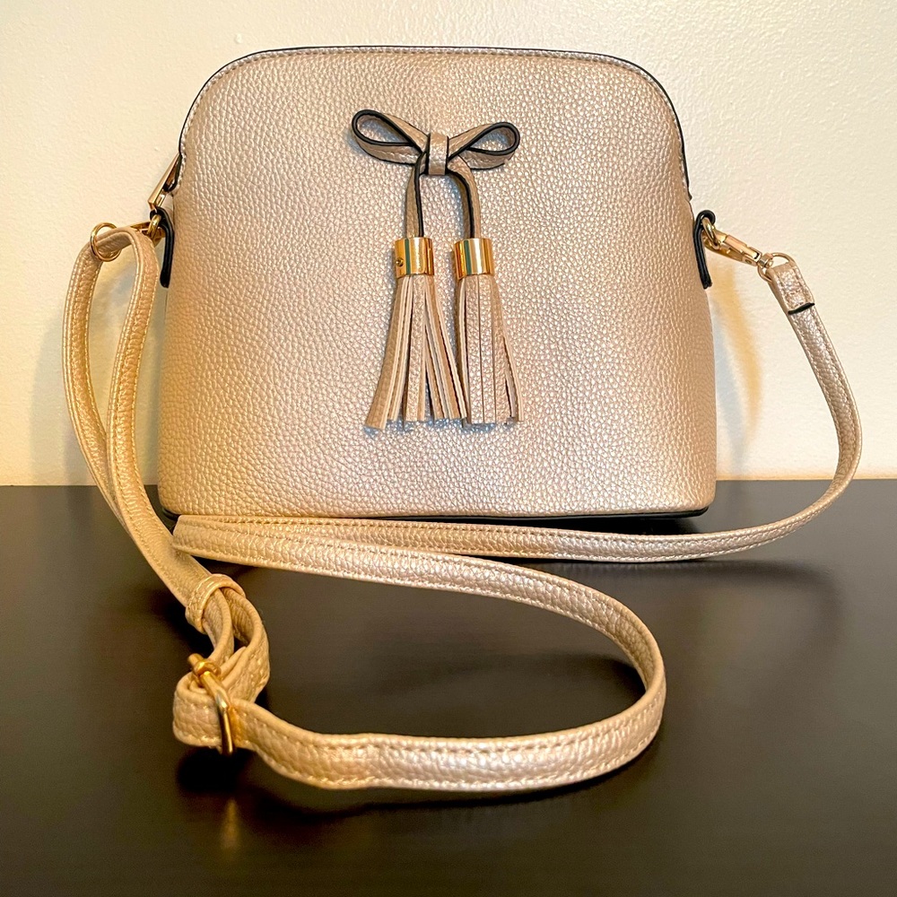 Shimmery beige crossbody/handbag